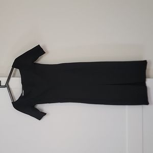 Long black dress with sleeves, off the shoulder